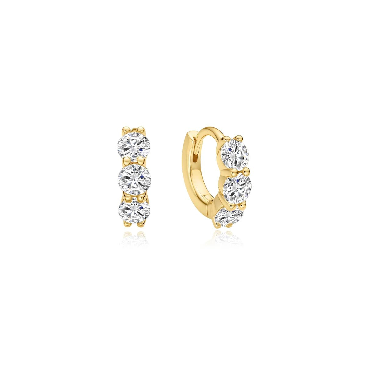Ania Haie Cubic Zirconia Huggie Hoop Earrings in Sterling Silver with 14kt Yellow Gold Plate