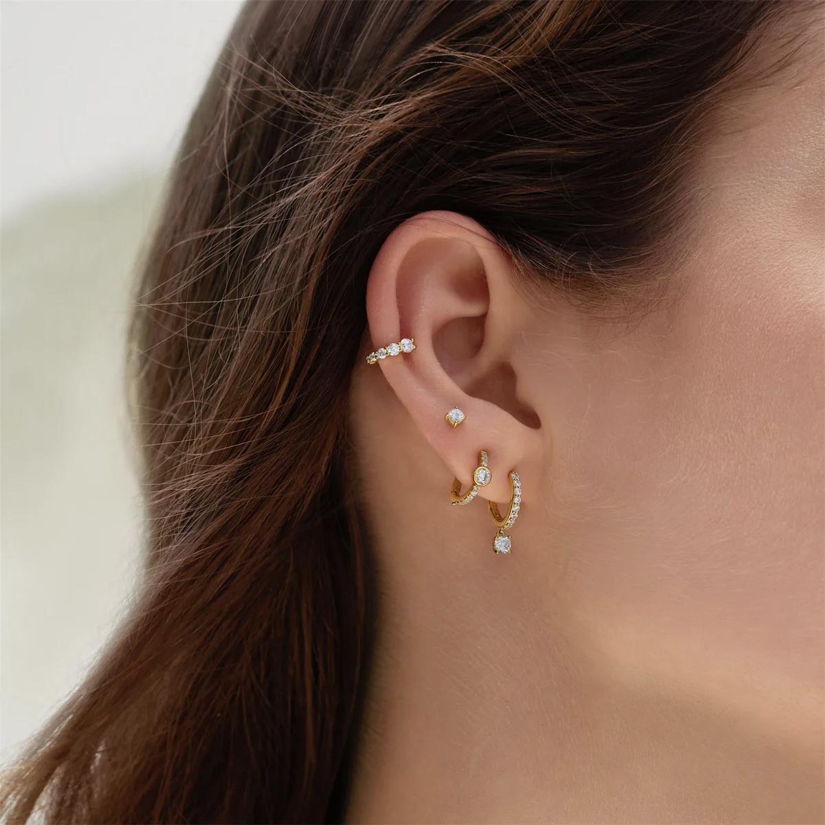 Ania Haie Cubic Zirconia Hoop Earrings in Sterling Silver with 14kt Yellow Gold Plate