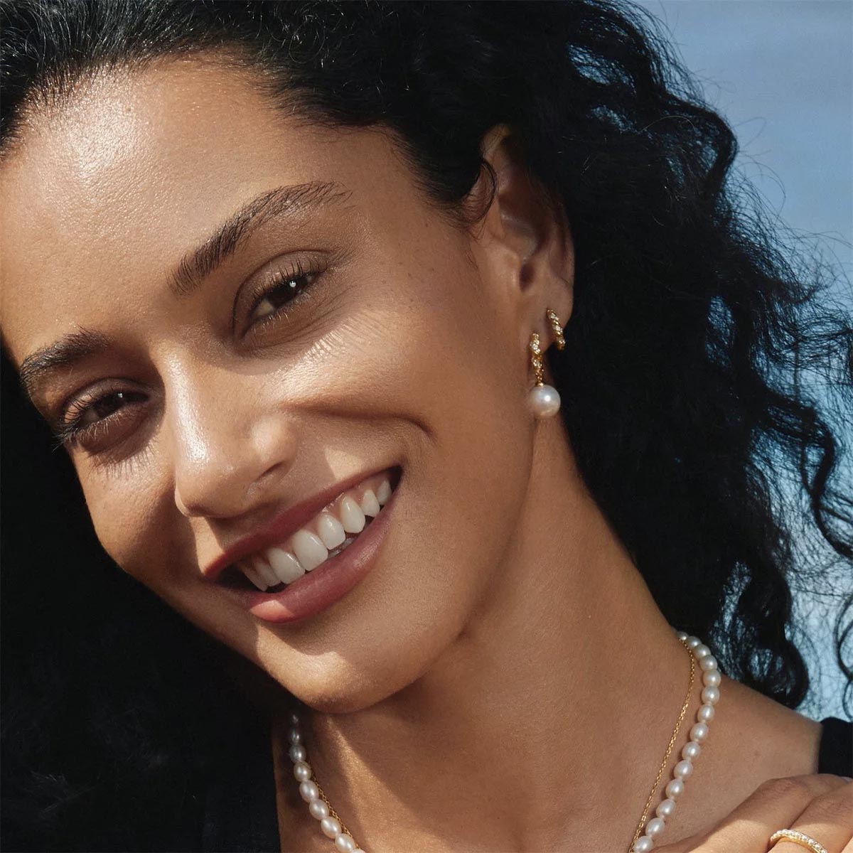 Ania Haie Shell Pearl Drop Earrings in Sterling Silver with 14kt Yellow Gold Plate with Cubic Zirconia