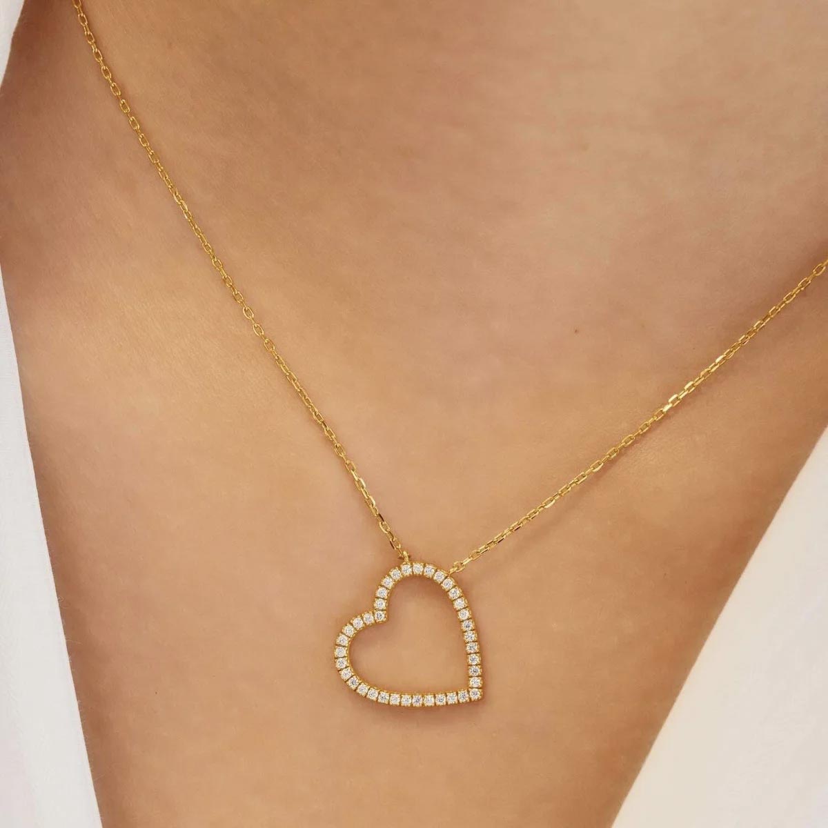 Ania Haie Cubic Zirconia Stationary Heart Necklace in Sterling Silver with 14kt Yellow Gold Plate