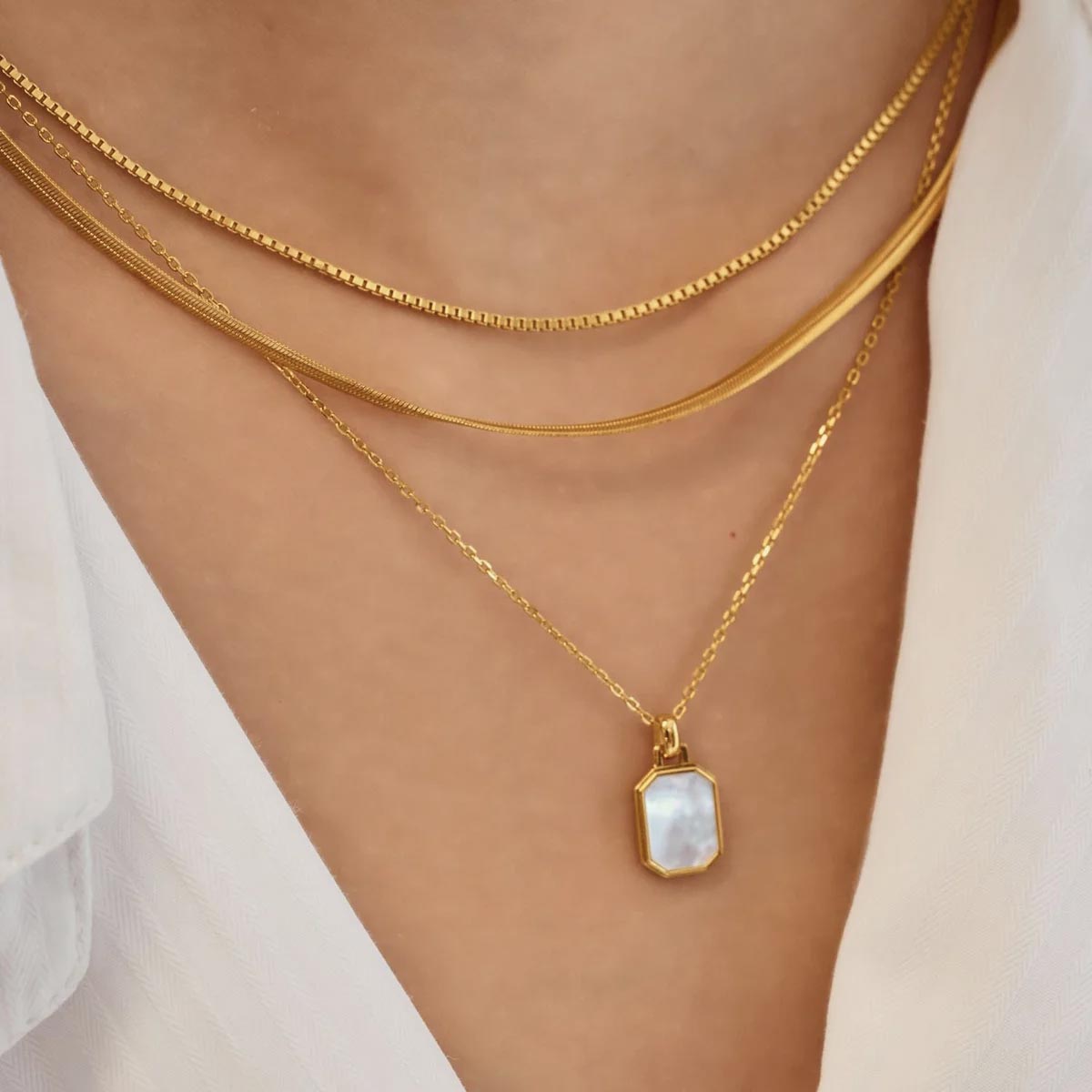 Ania Haie Mother of Pearl Necklace in Sterling Silver with 14kt Yellow Gold Plate