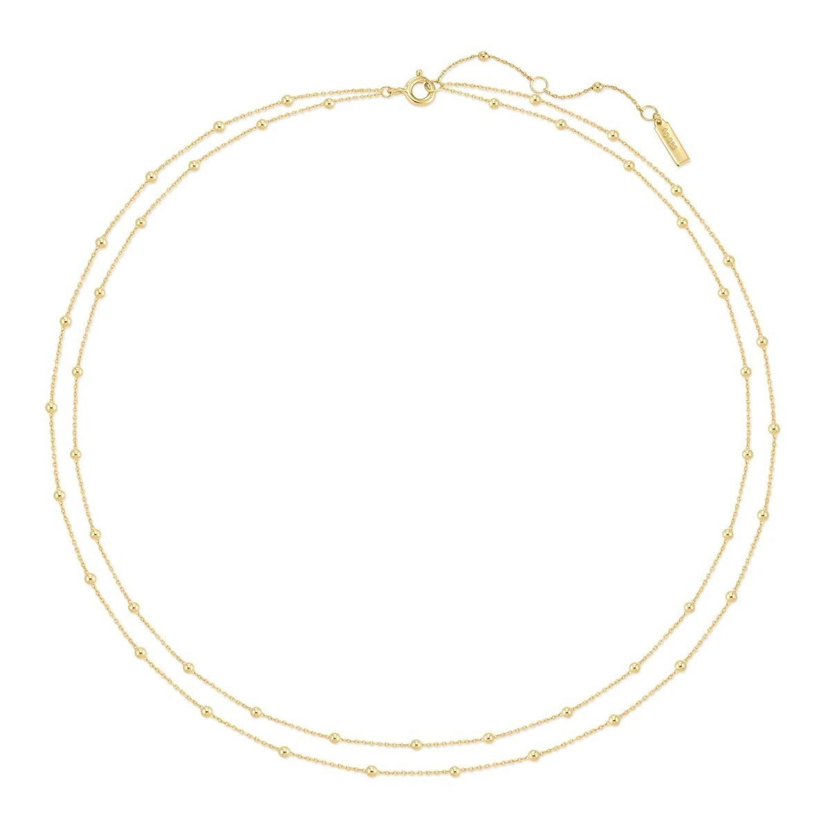 Ania Haie Double Chain Ball Station Necklace in Sterling Silver with 14kt Yellow Gold Plate