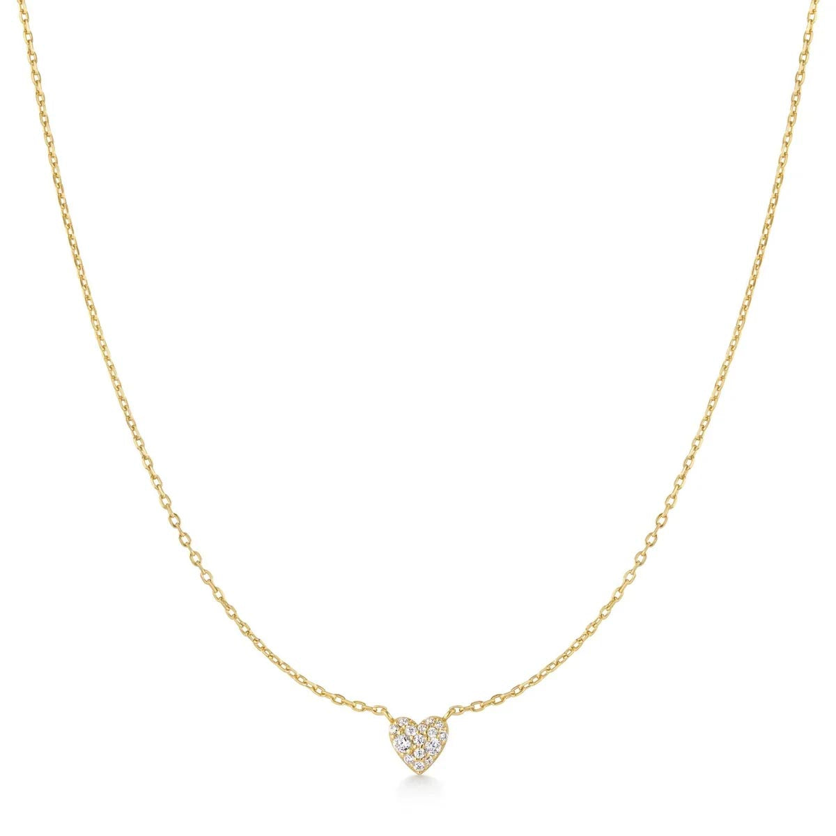 Ania Haie Cubic Zirconia Pave Heart Necklace in Sterling Silver with 14kt Yellow Gold Plate