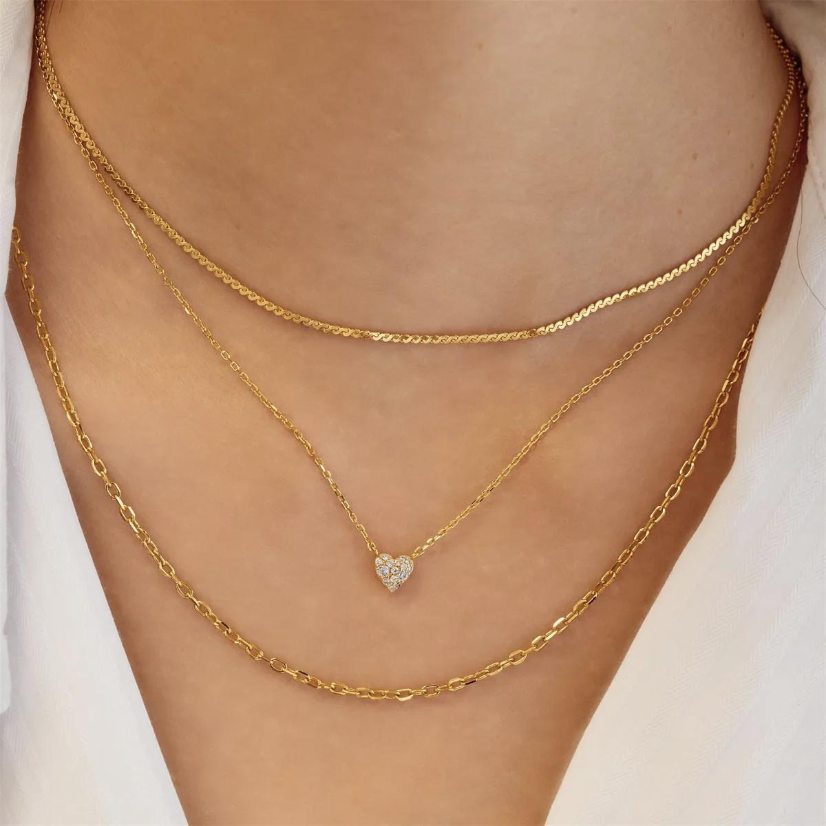Ania Haie Cubic Zirconia Pave Heart Necklace in Sterling Silver with 14kt Yellow Gold Plate
