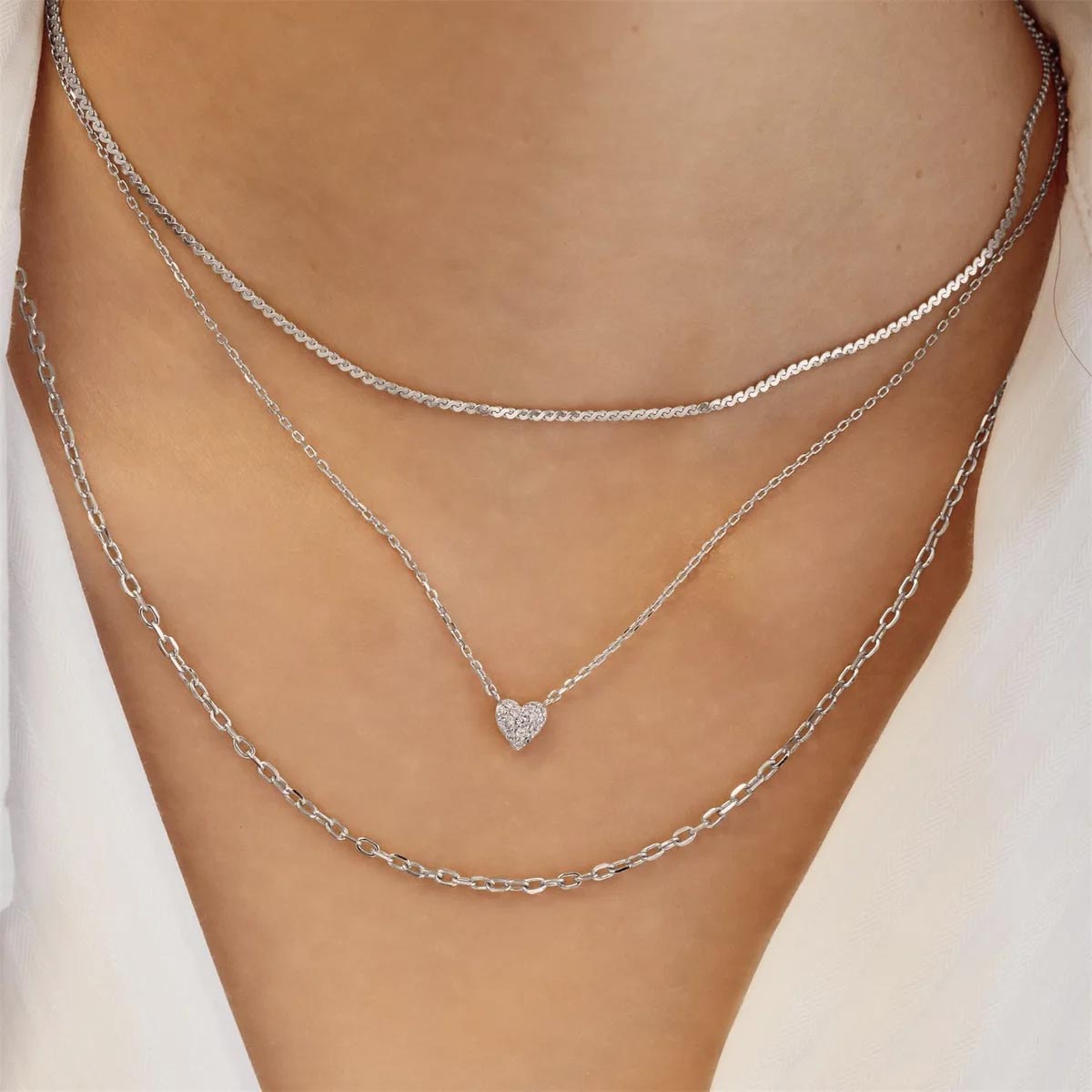Ania Haie Cubic Zirconia Pave Heart Necklace in Sterling Silver