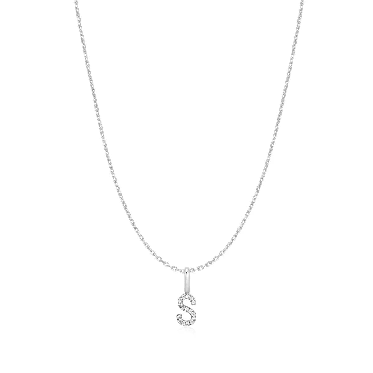 Ania Haie Cubic Zirconia Initial S Necklace in Sterling Silver
