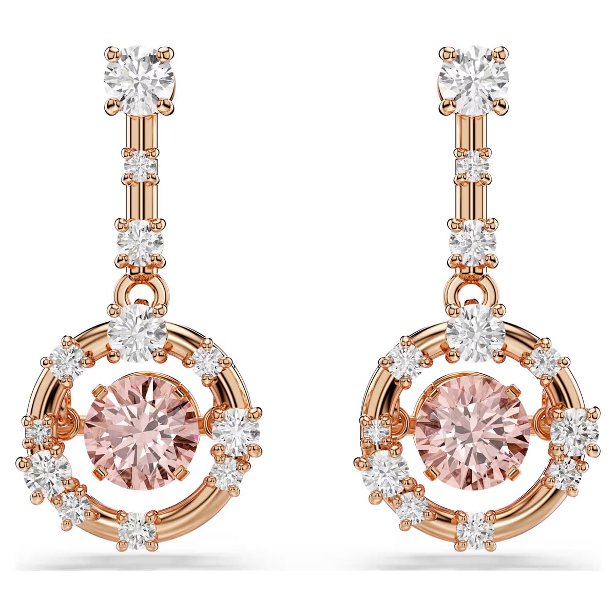 Swarovski Pink Constella Drop Earrings in Rose Tone Plate
