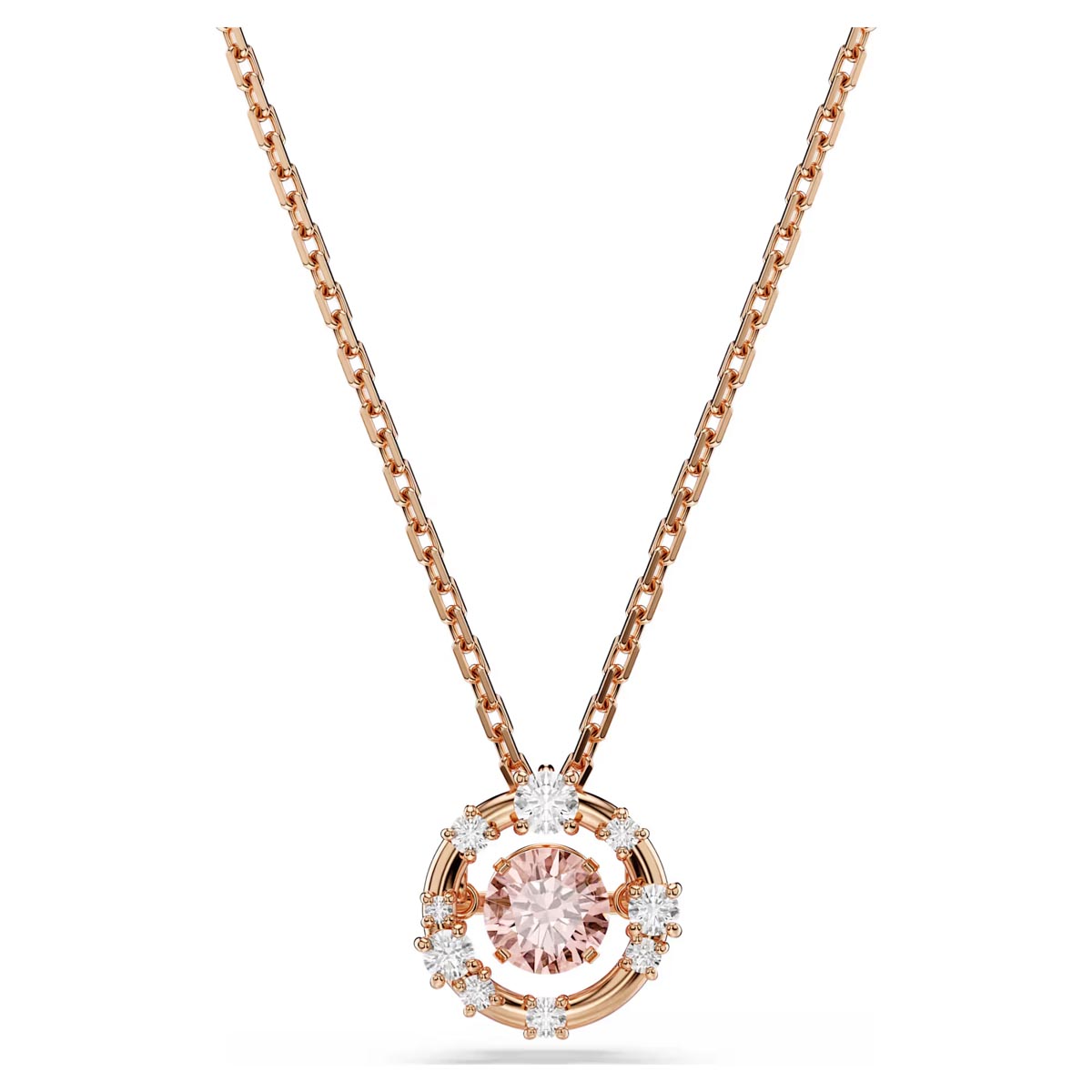 Swarovski Pink Constella Necklace in Rose Tone Plate