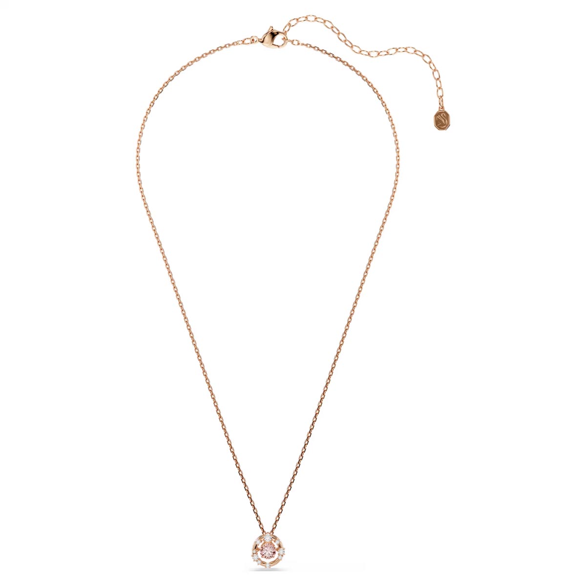 Swarovski Pink Constella Necklace in Rose Tone Plate