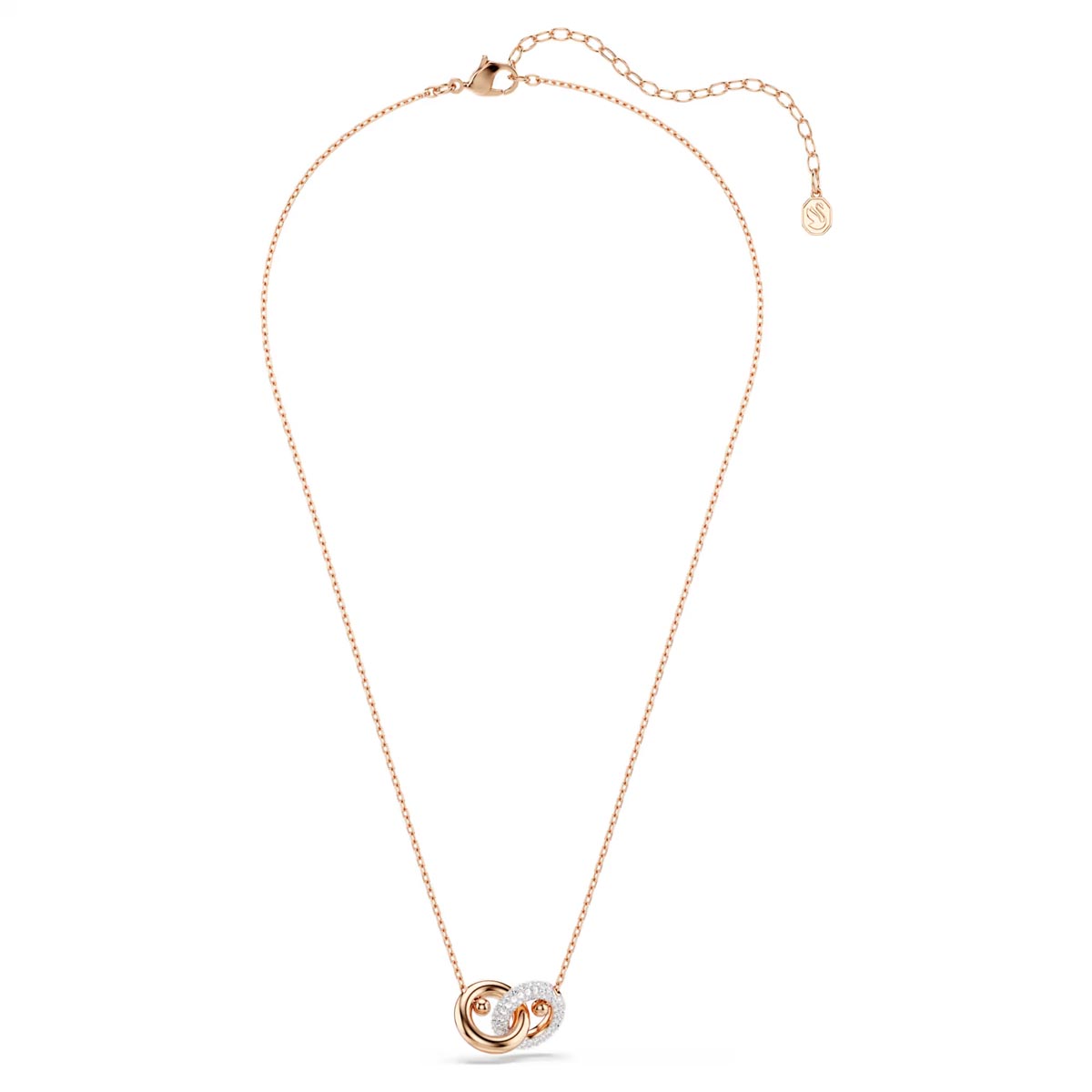 Swarovski Dextera Interlocking Circle Pendant in Rose Tone Plate