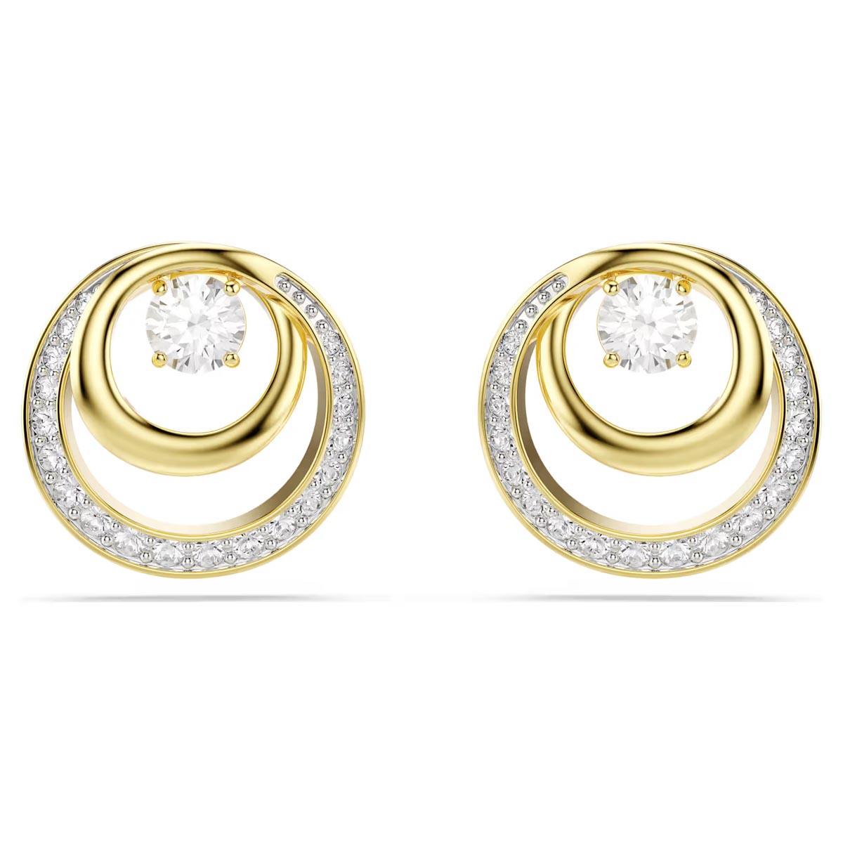 Swarovski Hyperbola Stud Earrings in Yellow Tone Plate