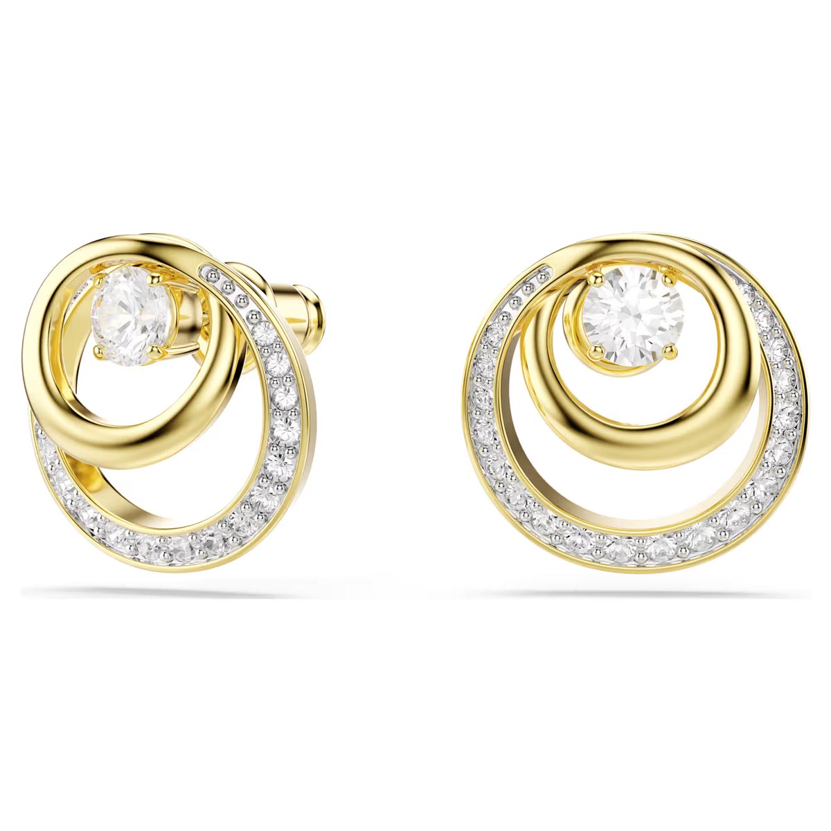 Swarovski Hyperbola Stud Earrings in Yellow Tone Plate