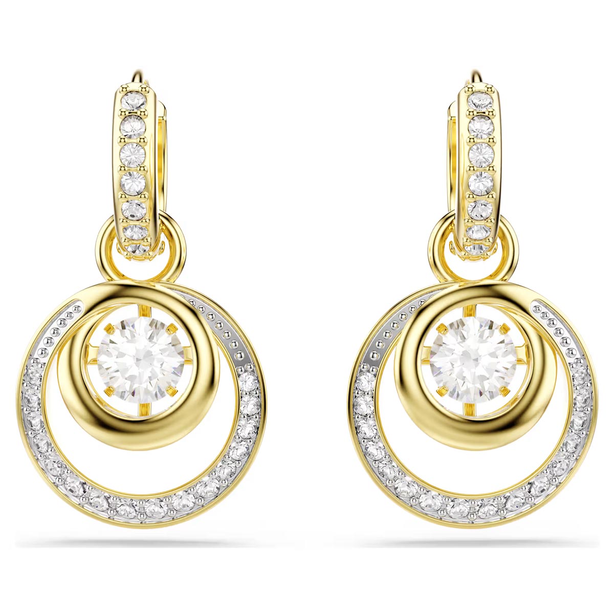 Swarovski Hyperbola Drop Earrings in Yellow Tone Plate