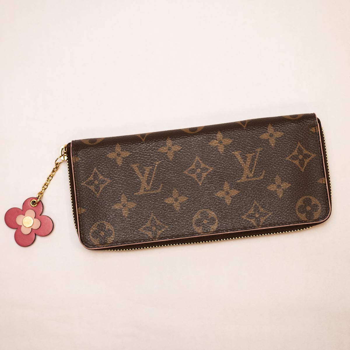 Pre Owned Louis Vuitton Monogram Canvas Clemence Flower Wallet