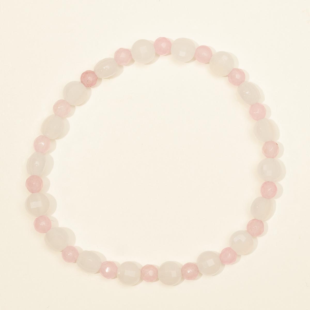 Dee Berkeley Rose and White Quartz Bead Bracelet (4mm and 6mm beads)