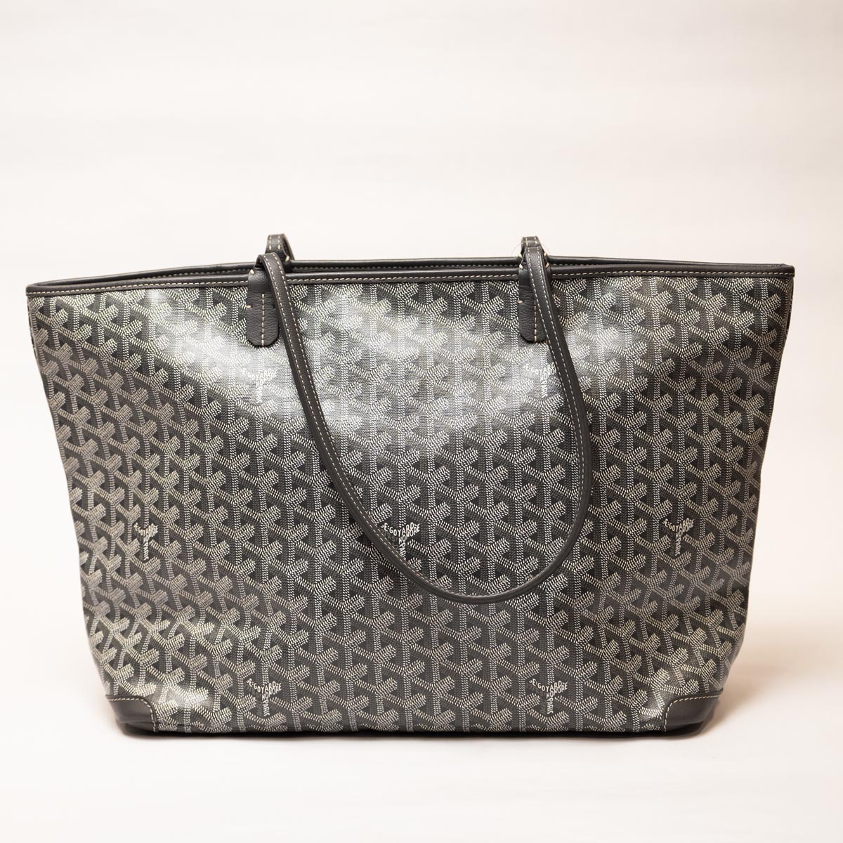 Pre Owned Goyard Grey MM Canvas and Leather Artois Bag