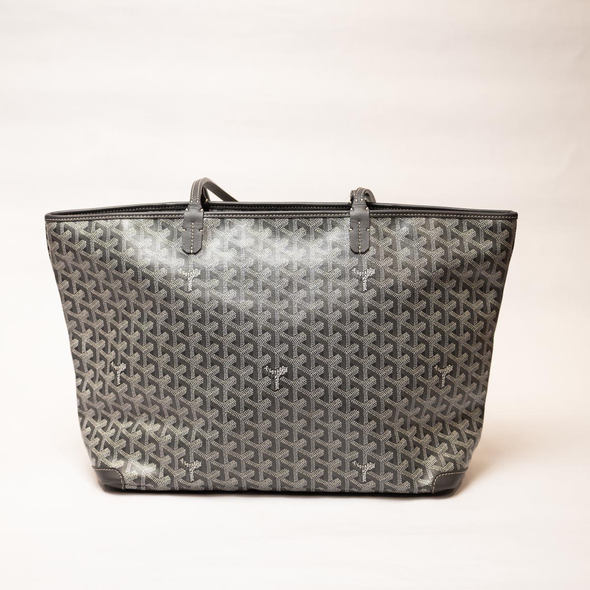Pre Owned Goyard Grey MM Canvas and Leather Artois Bag