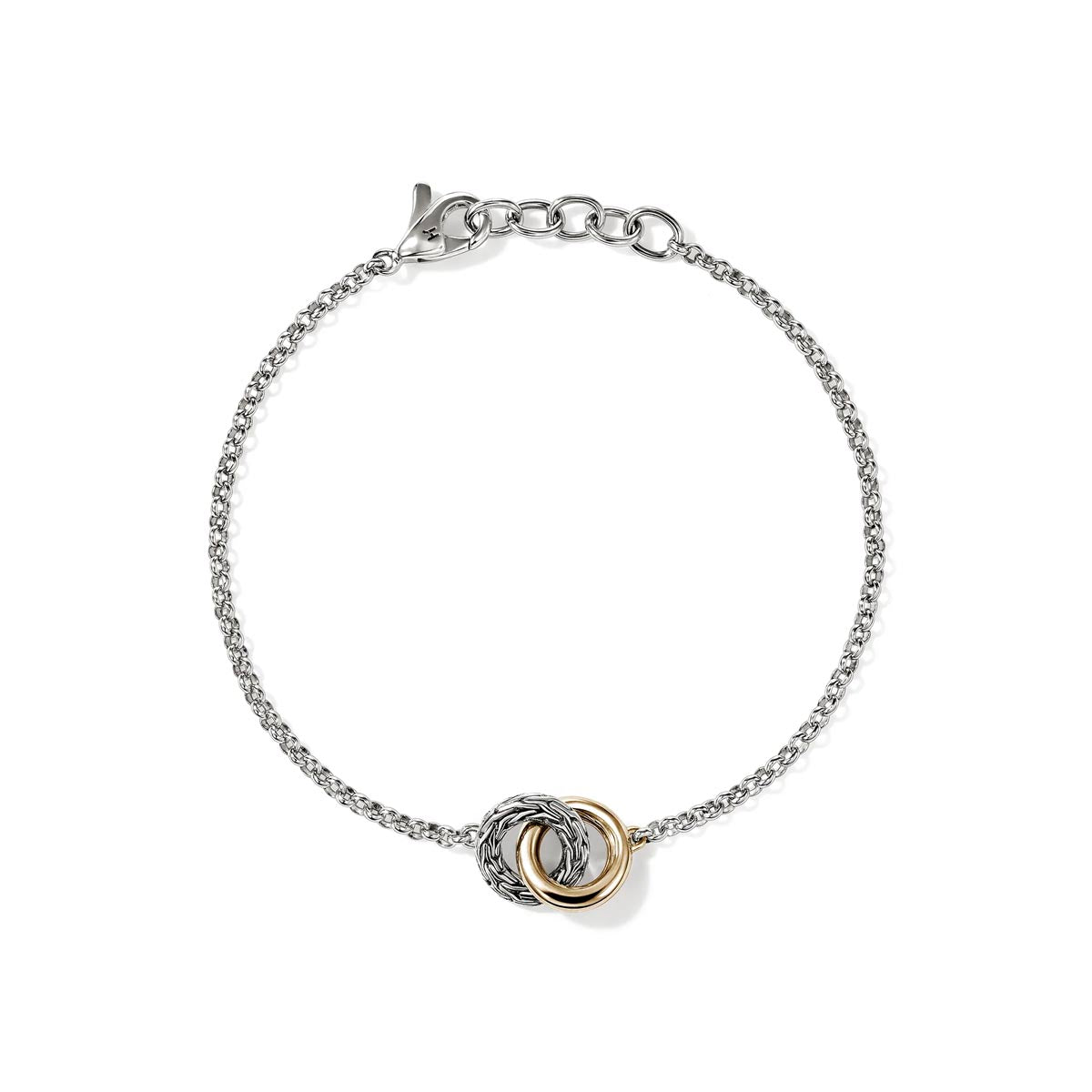 John Hardy Essentials Interlinking Circle Bracelet in Sterling Silver and 14kt Yellow Gold