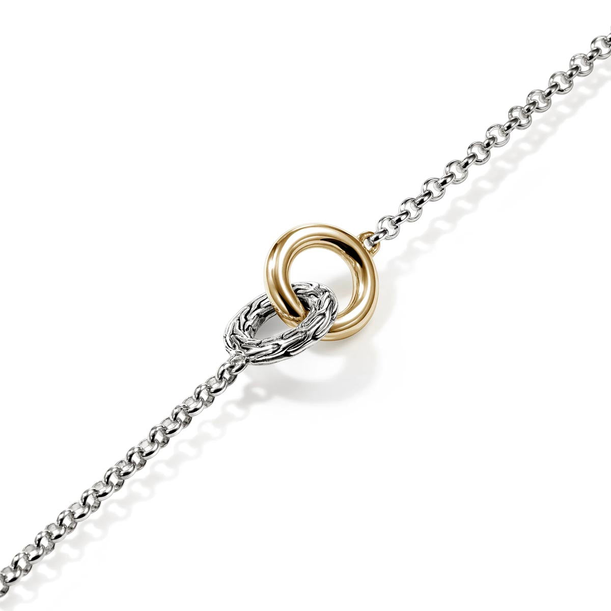 John Hardy Essentials Interlinking Circle Bracelet in Sterling Silver and 14kt Yellow Gold