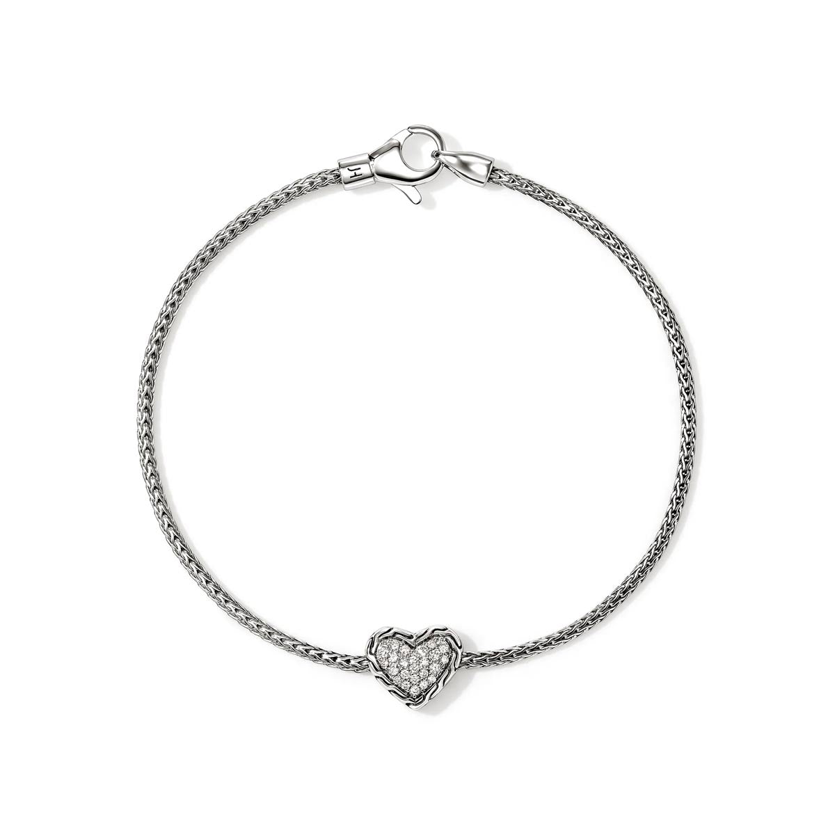 John Hardy Essentials Diamond Heart Bracelet in Sterling Silver (1/7ct tw)