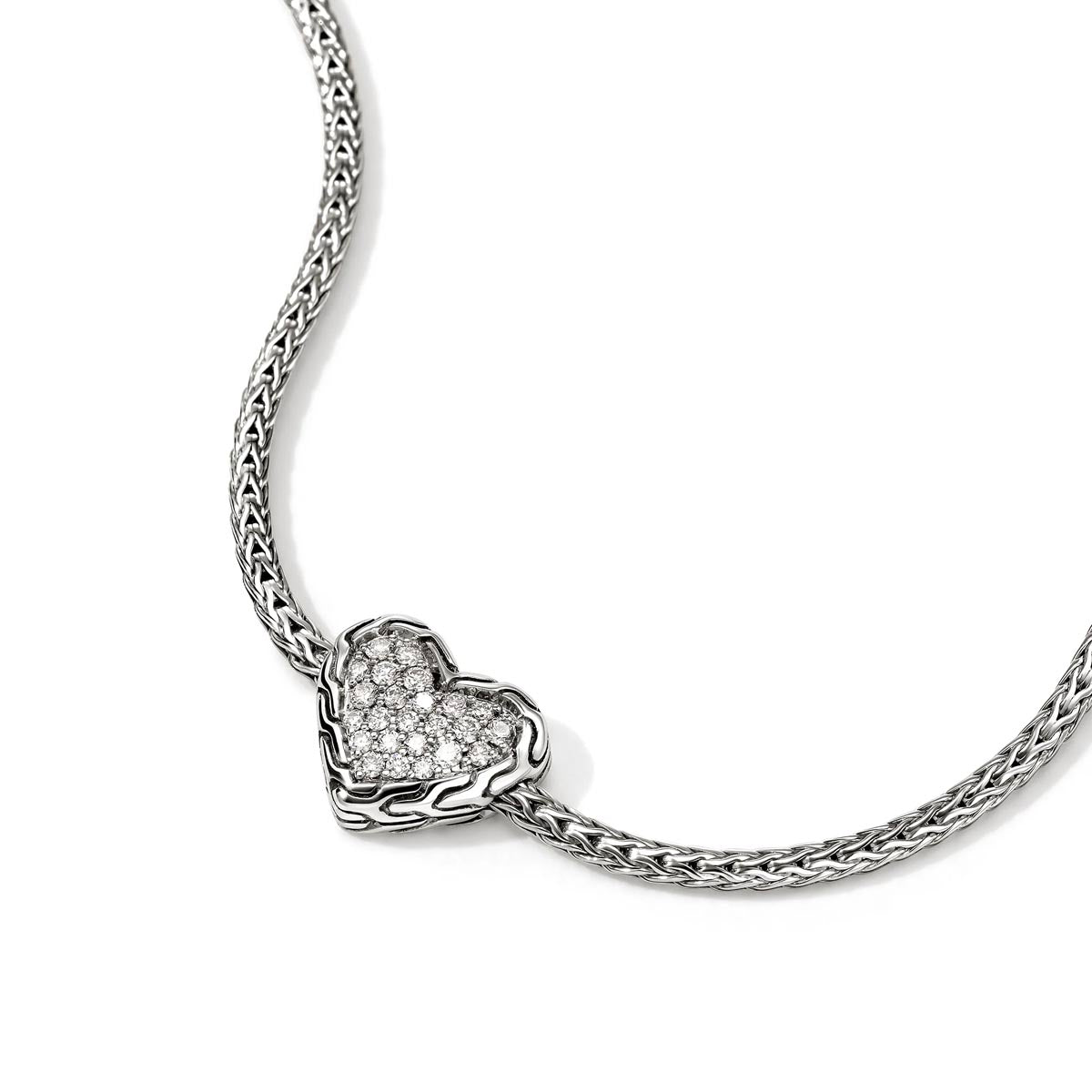John Hardy Essentials Diamond Heart Bracelet in Sterling Silver (1/7ct tw)