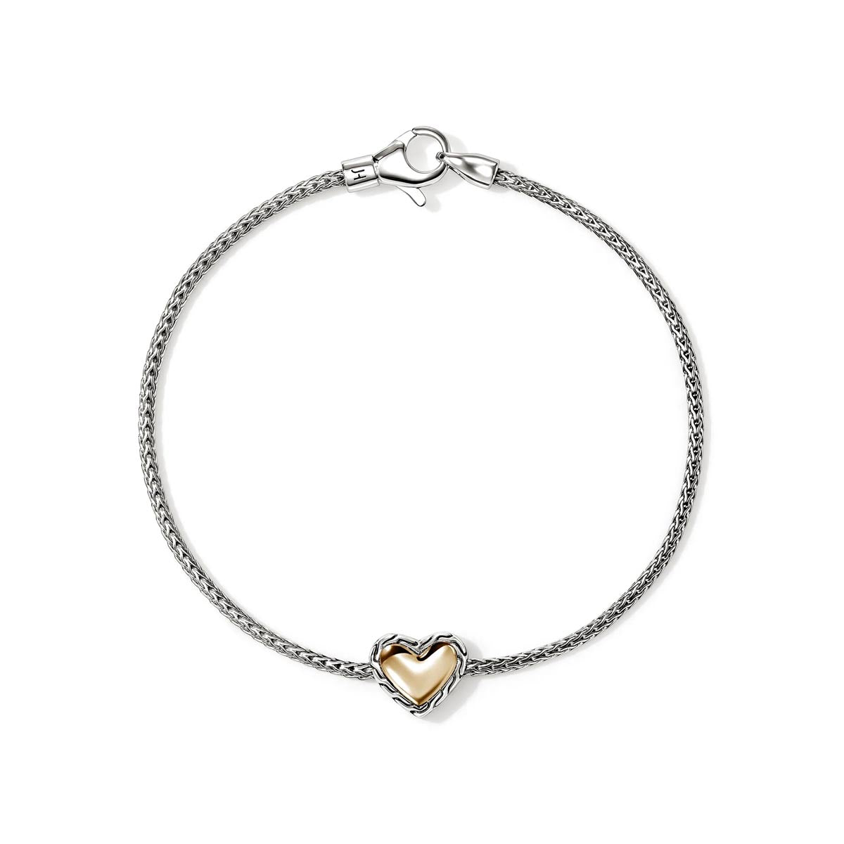 John Hardy Essentials Heart Bracelet in Sterling Silver and 14kt Yellow Gold