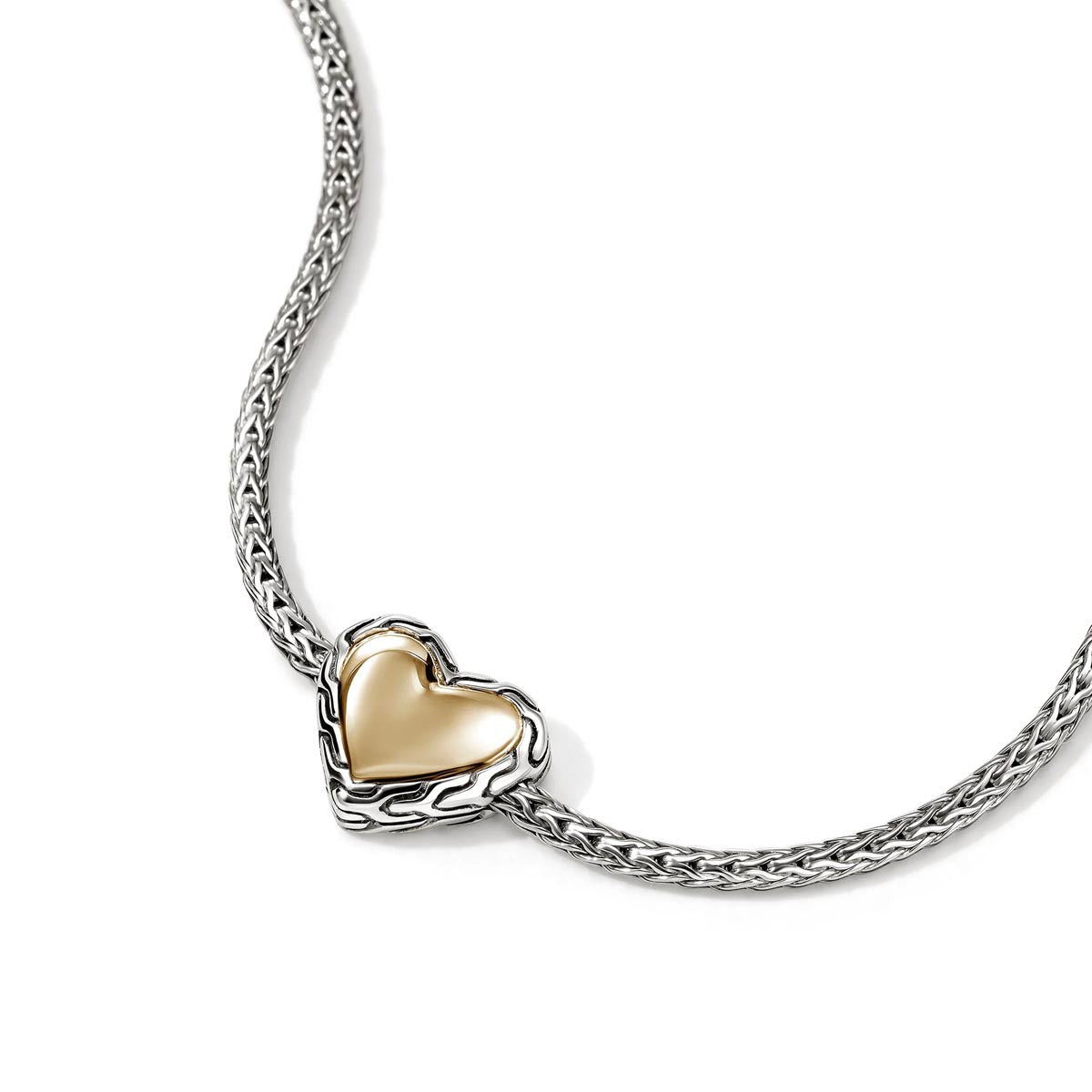 John Hardy Essentials Heart Bracelet in Sterling Silver and 14kt Yellow Gold