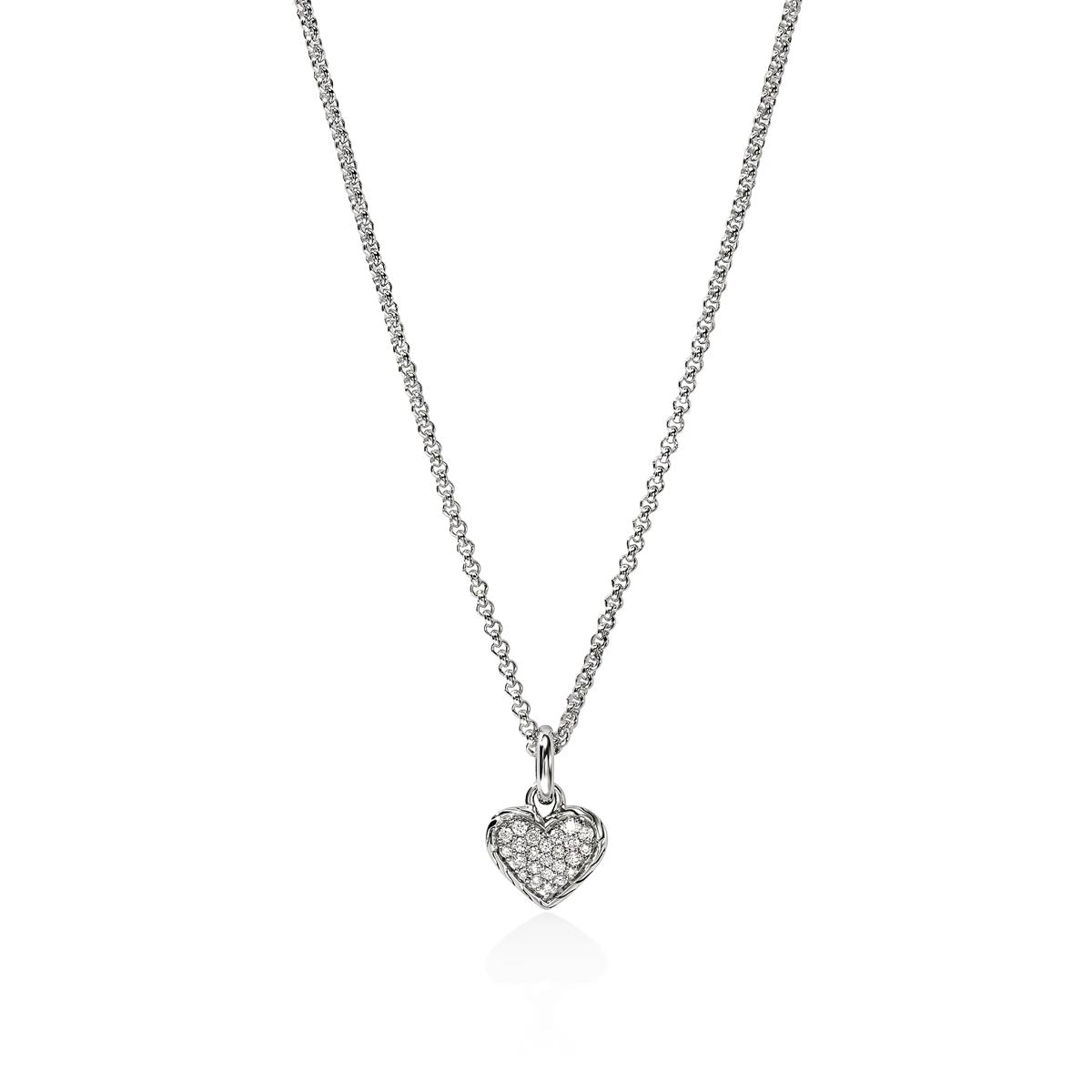John Hardy Essential Diamond Heart Necklace in Sterling Silver (1/7ct tw)