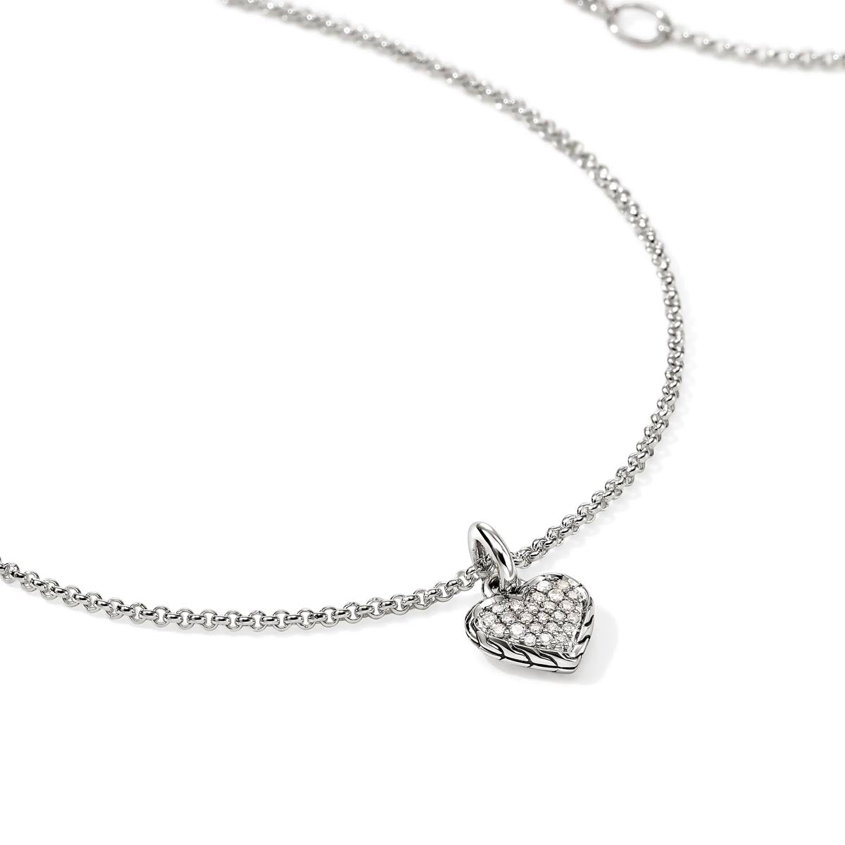 John Hardy Essential Diamond Heart Necklace in Sterling Silver (1/7ct tw)
