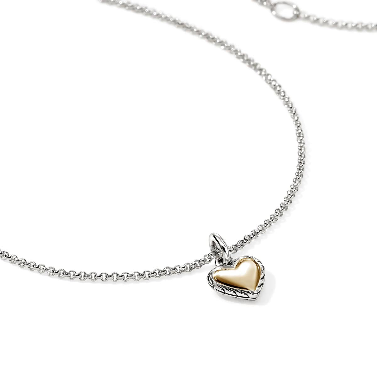 John Hardy Essential Heart Necklace in Sterling Silver and 14kt Yellow Gold