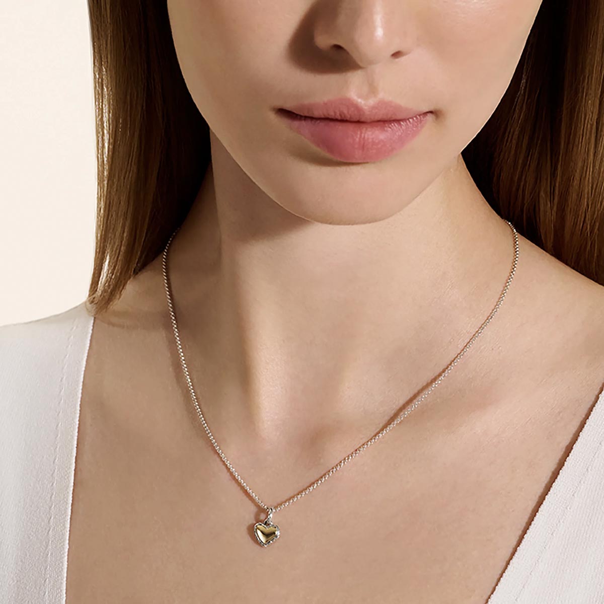 John Hardy Essential Heart Necklace in Sterling Silver and 14kt Yellow Gold