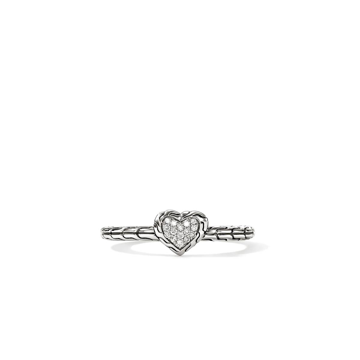 John Hardy Essential Diamond Heart Ring in Sterling Silver (1/20ct tw)