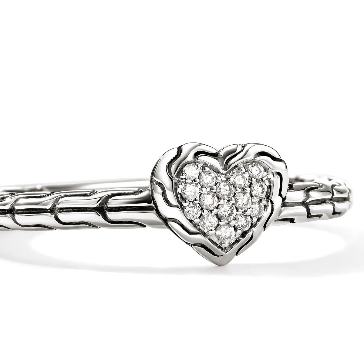 John Hardy Essential Diamond Heart Ring in Sterling Silver (1/20ct tw)