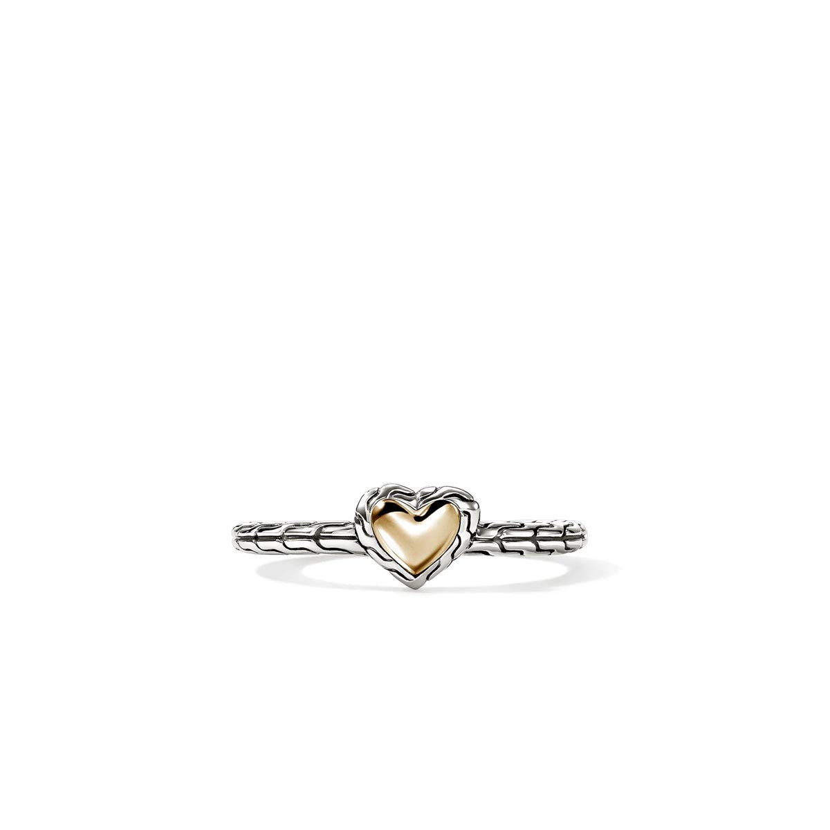 John Hardy Essential Heart Ring in Sterling Silver and 14kt Yellow Gold