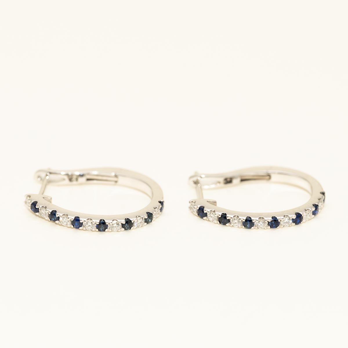 Sapphire Hoop Earrings in 14kt White Gold with Diamonds (1/3ct tw)