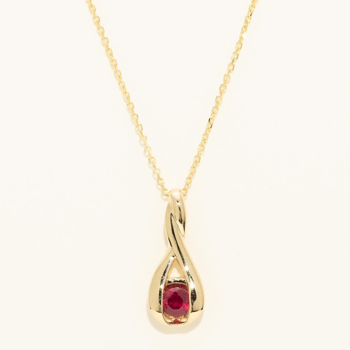 Ruby Solitaire Necklace in 14kt Yellow Gold