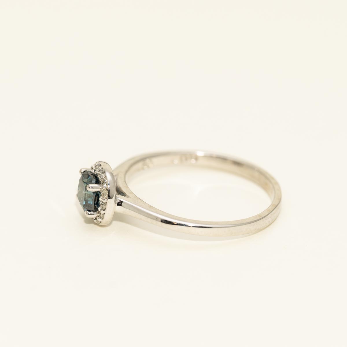 Blue and White Diamond Halo Ring in 14kt White Gold (5/8ct tw)