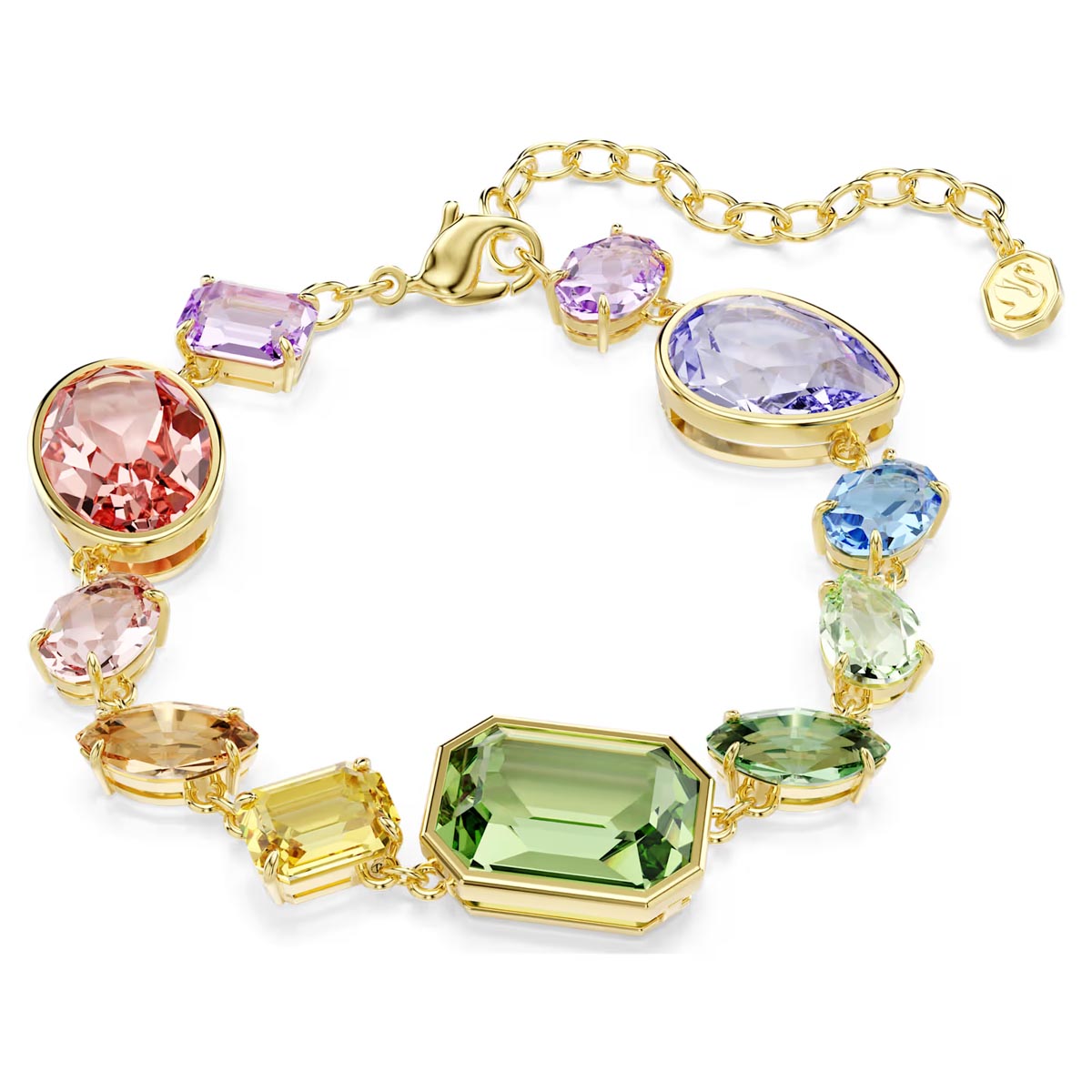 Swarovski Gema Multi Stone Bracelet in Yellow Tone Plate