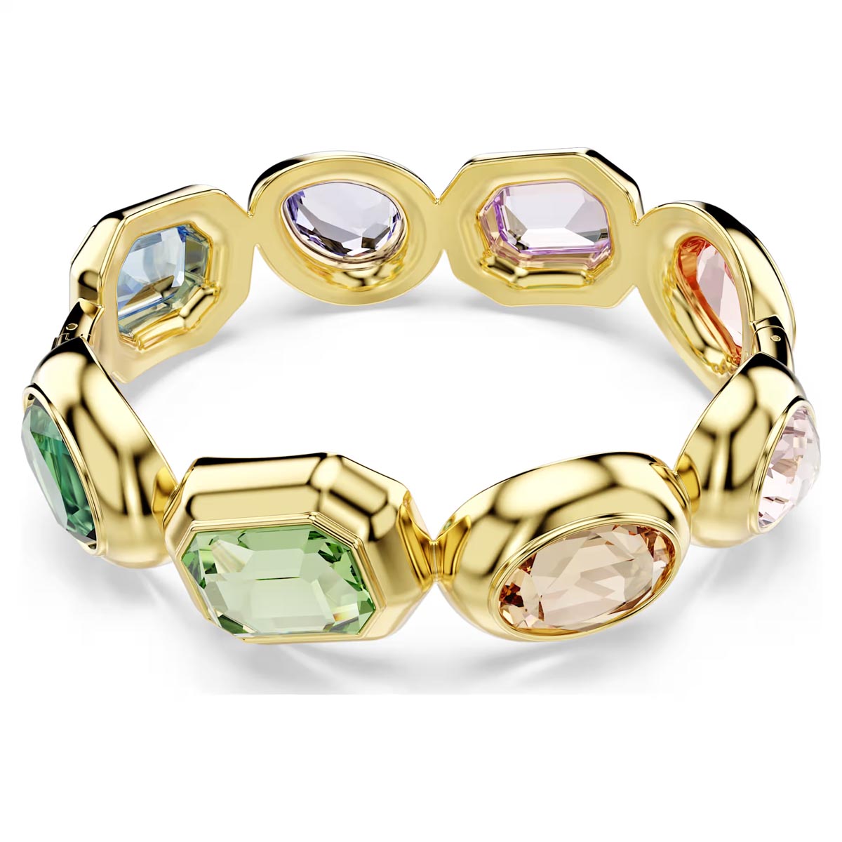 Swarovski Gema Multi Stone Cuff Bracelet in Yellow Tone Plate