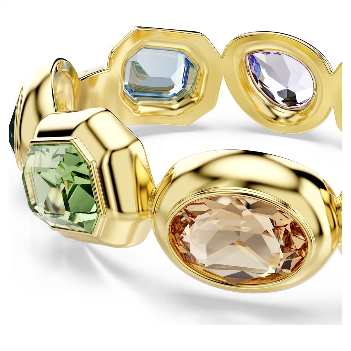 Swarovski Gema Multi Stone Cuff Bracelet in Yellow Tone Plate