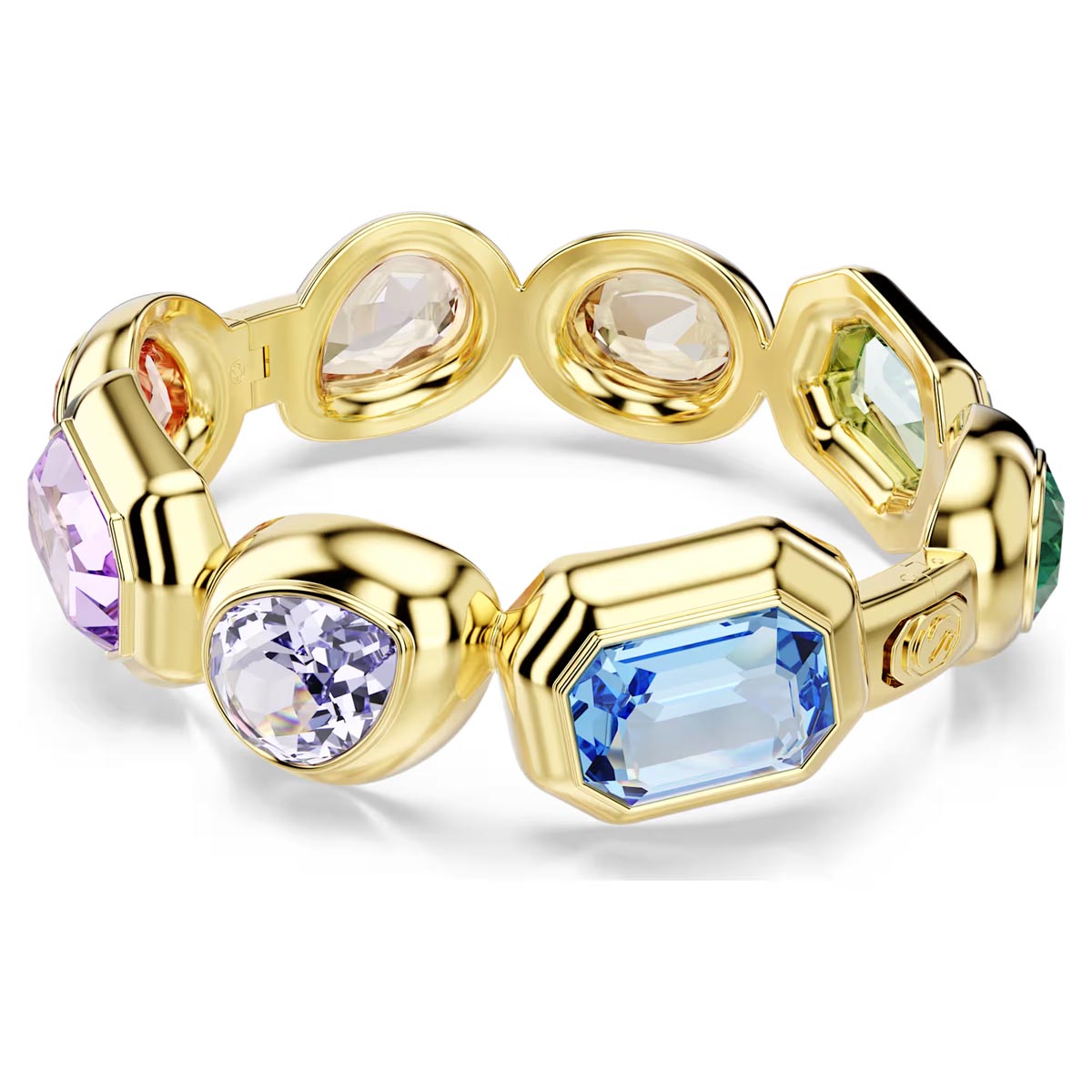 Swarovski Gema Multi Stone Cuff Bracelet in Yellow Tone Plate