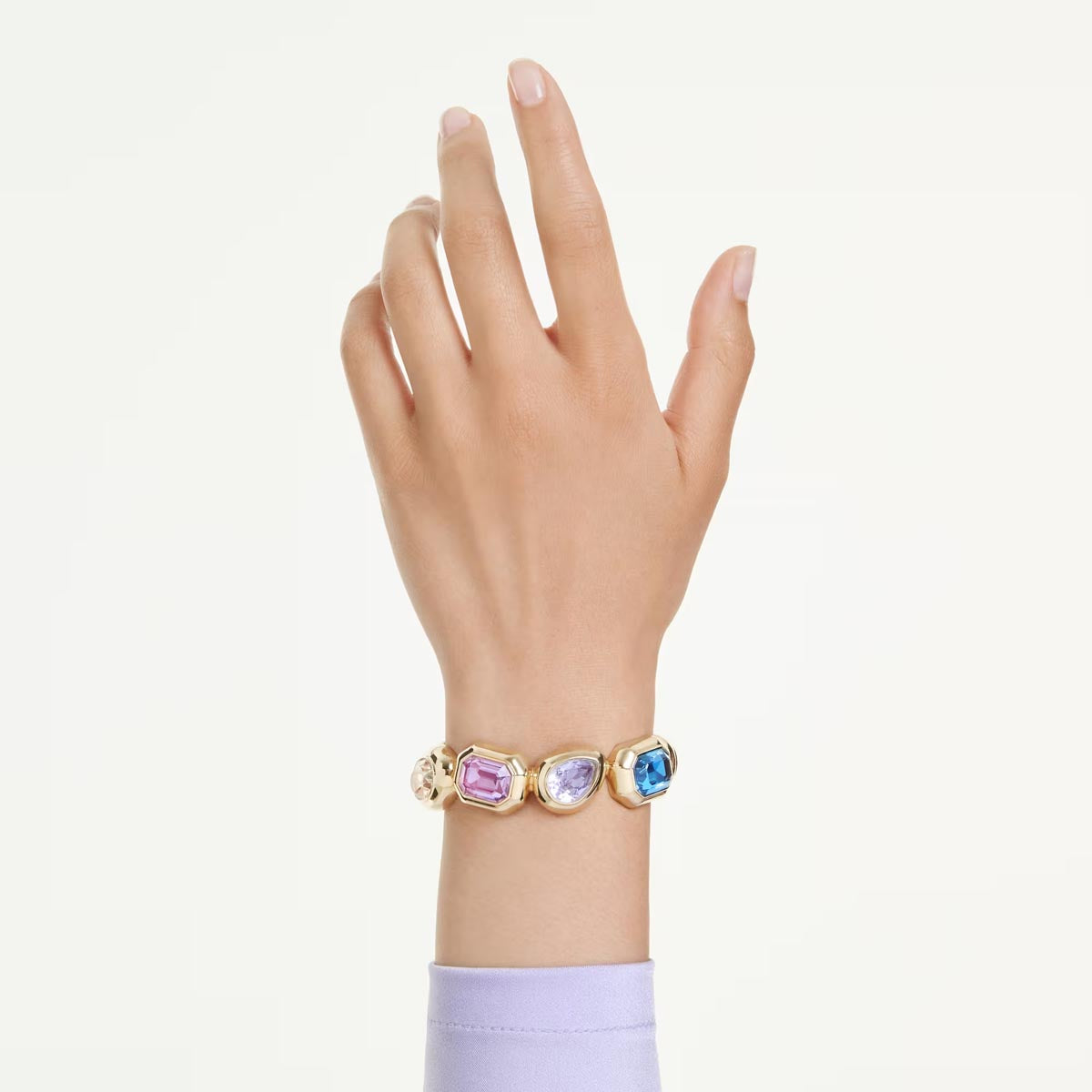 Swarovski Gema Multi Stone Cuff Bracelet in Yellow Tone Plate