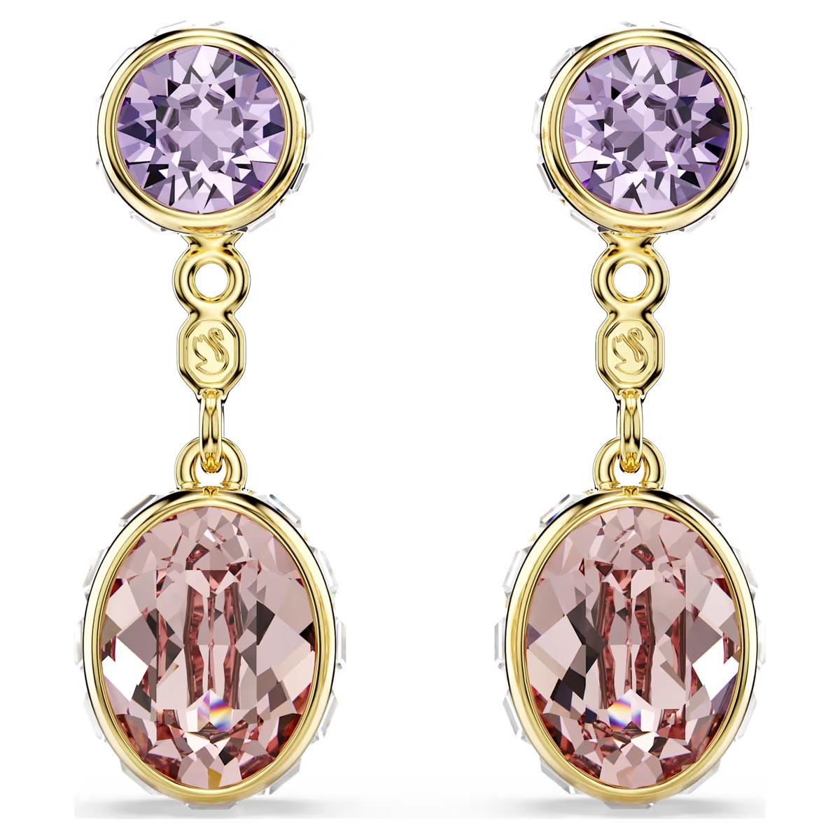 Swarovski Chroma Versatile Stud and Drop Earrings in Yellow Tone Plate