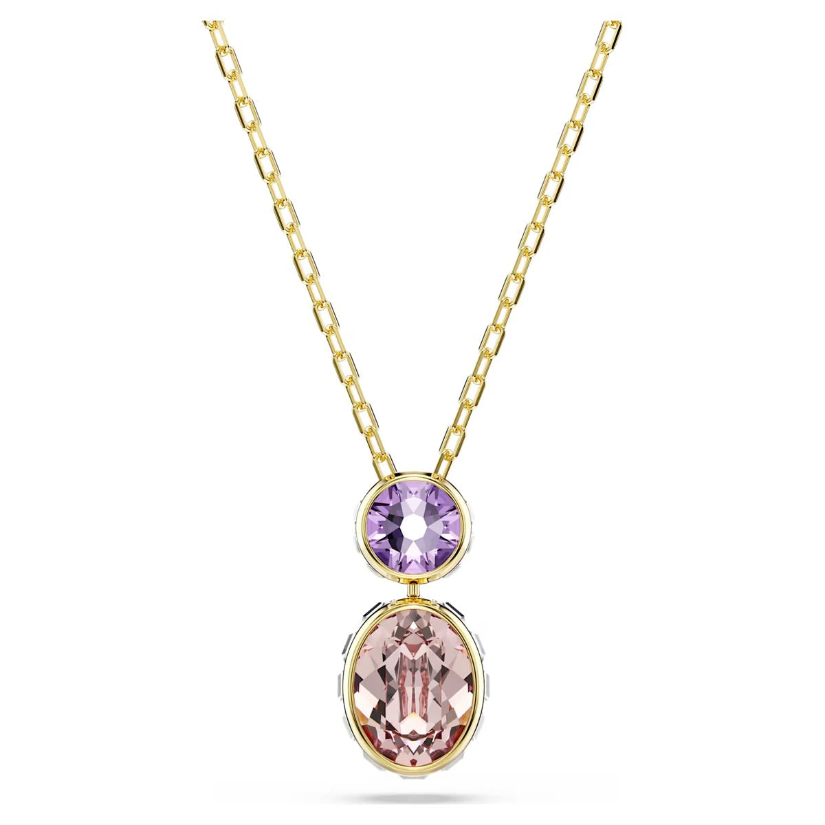 Swarovski Chroma Reversible Crystal Necklace in Yellow Tone Plate