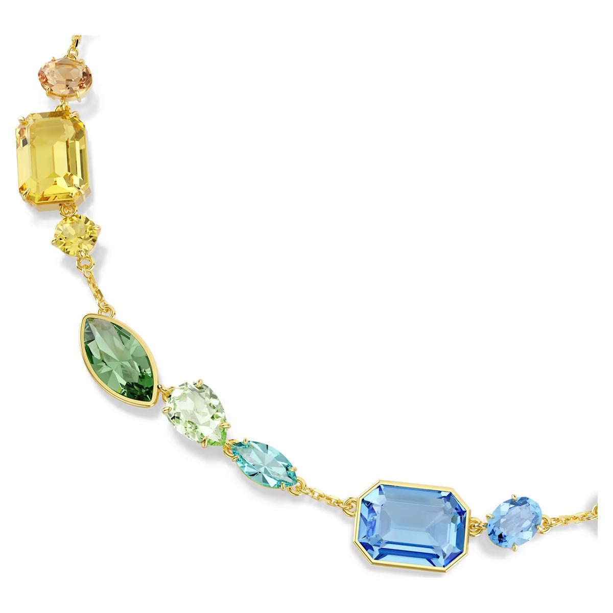 Swarovski Gema Multi Stone Necklace in Yellow Tone Plate