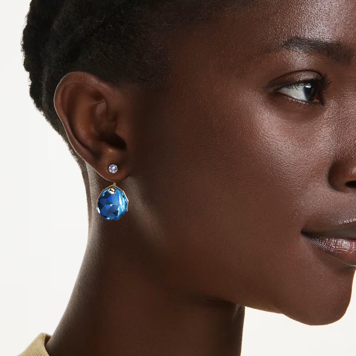 Swarovski Gema Jacket Earrings in Yellow Tone Plate