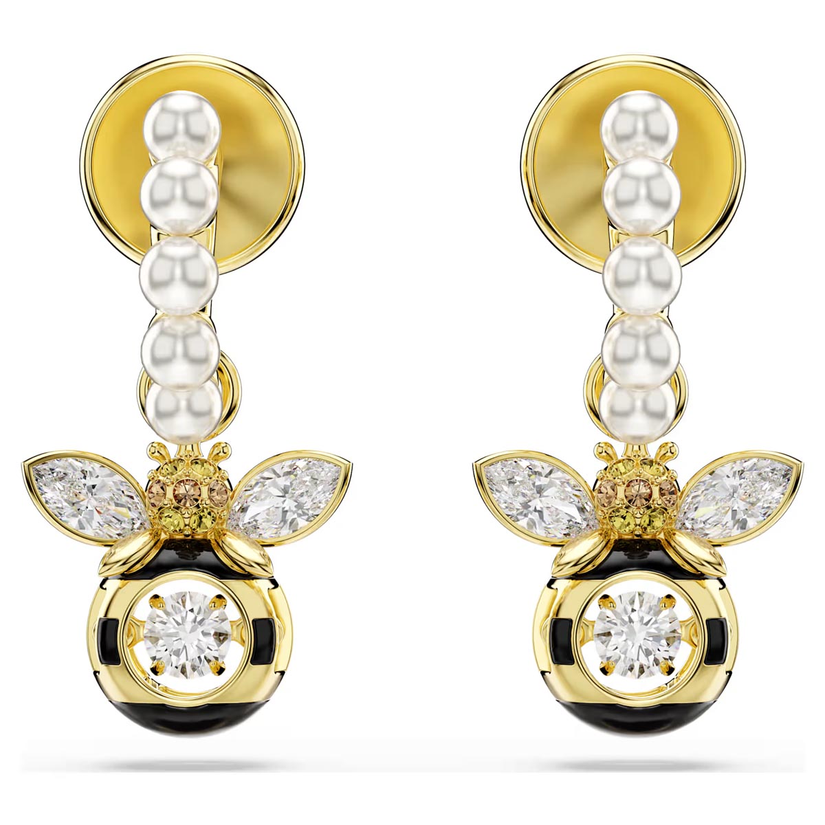 Swarovski Idyllia Bee Drop Earrings in Yellow Tone Plate