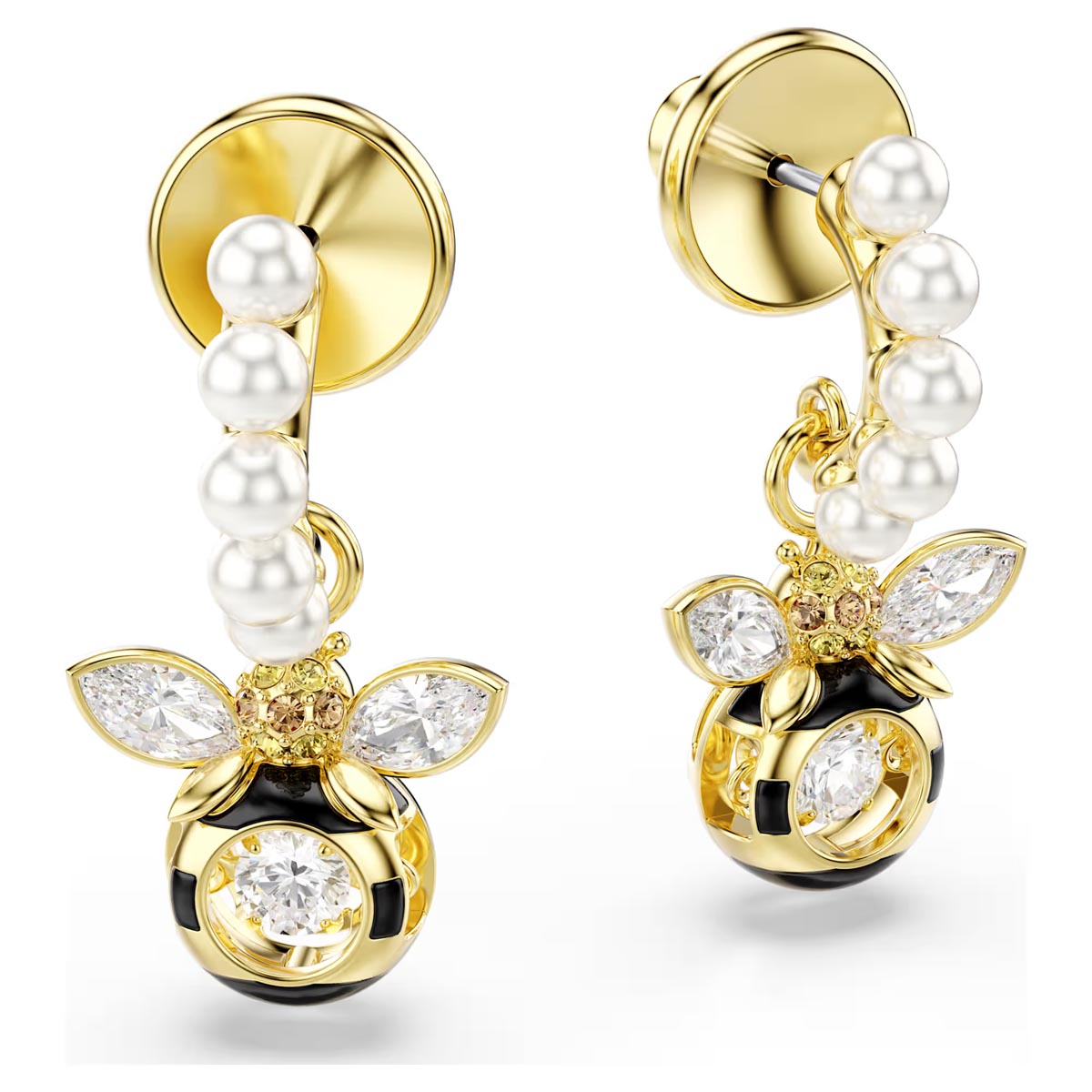Swarovski Idyllia Bee Drop Earrings in Yellow Tone Plate