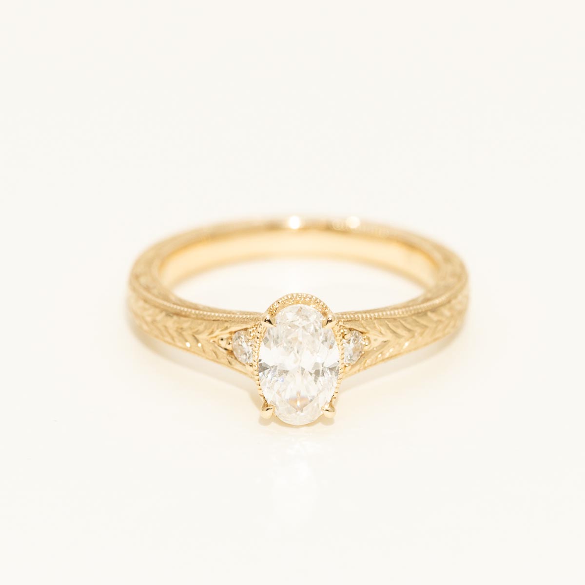 Oval Diamond Vintage Inspired Engagement Ring in 14kt Yellow Gold (3/4ct tw)