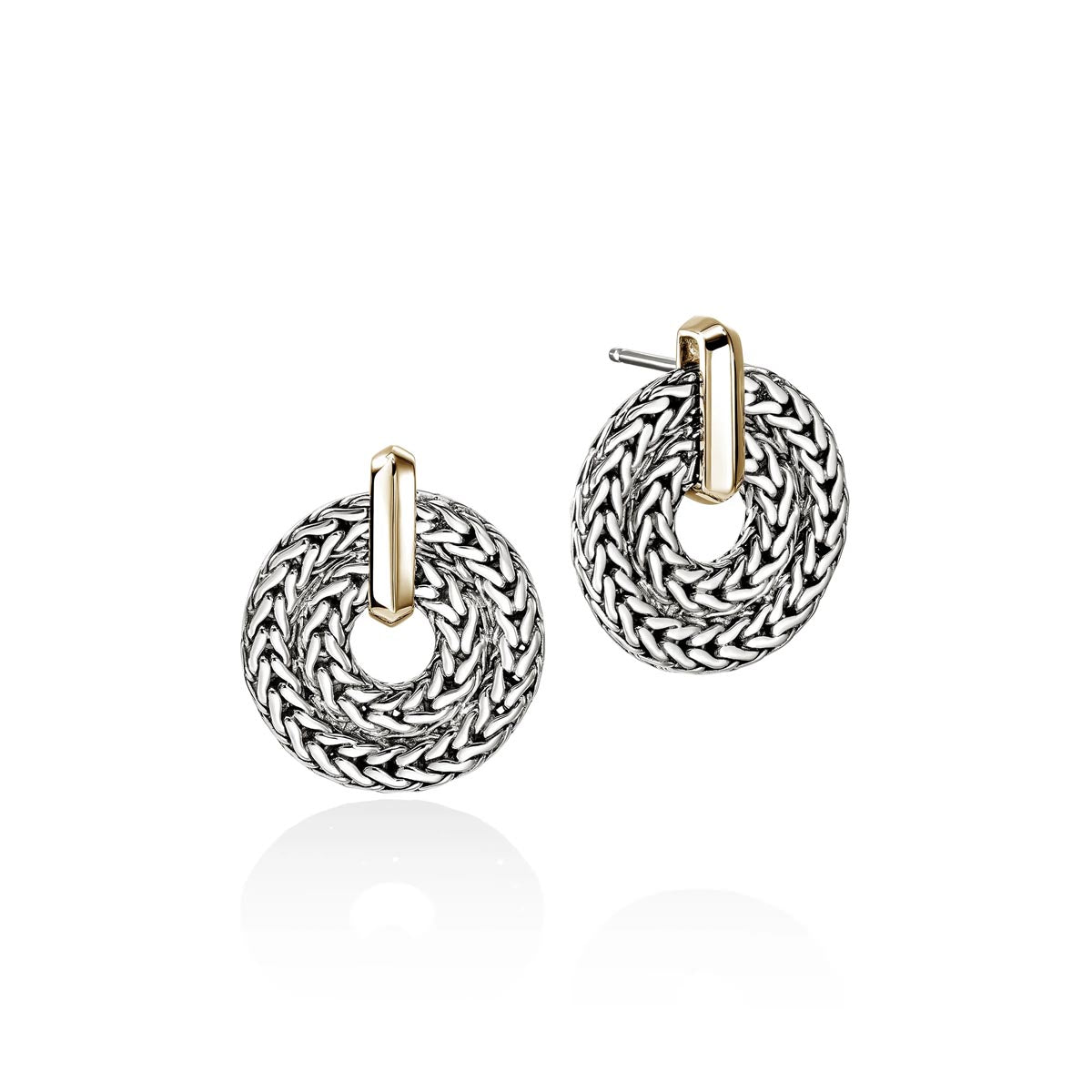 John Hardy Icon Link Earrings in Sterling Silver and 14kt Yellow Gold